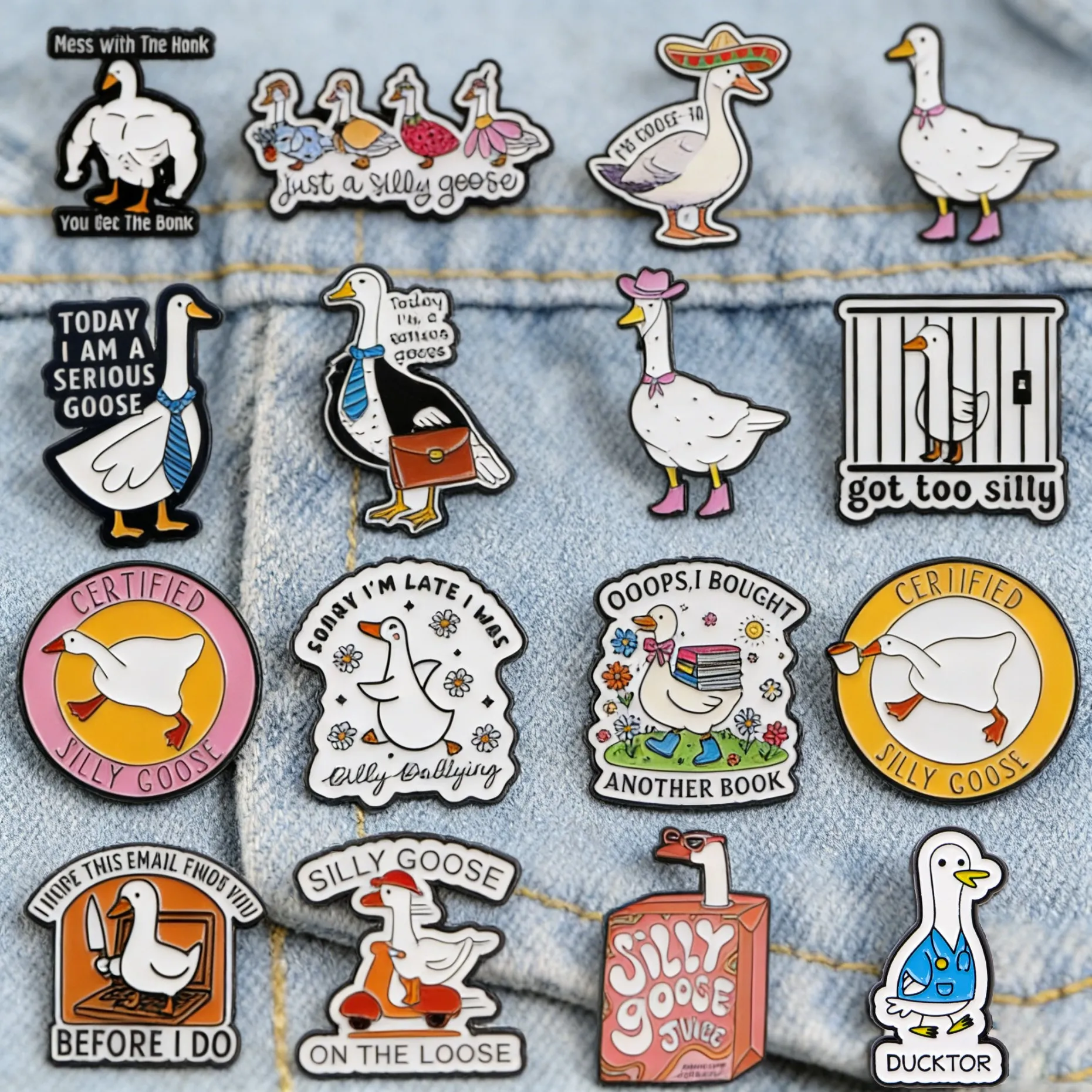 Funny Silly Goose Enamel Pins Humorous Sarcastic Goose Brooches for Backpacks Quotes Lapel Pins Gift for Goose Lovers & Friends