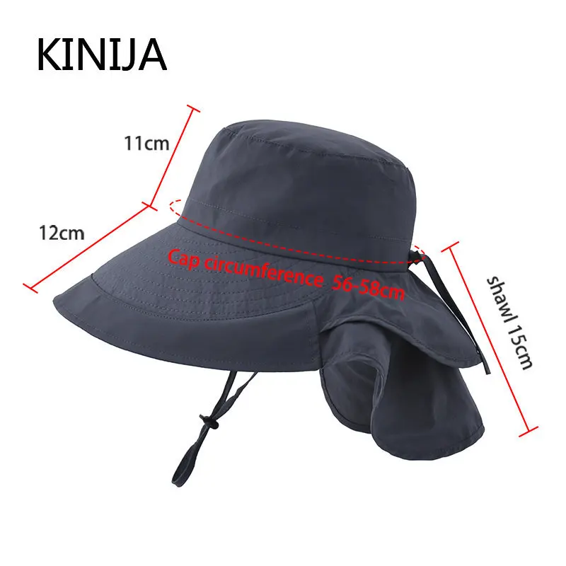 Women Wide Large Brim Sun Hat Bucket Hat Summer Outdoor Fishing Hiking UV Anti Neck Protection Shawl Visor Cap Ladies Hat Bonnet