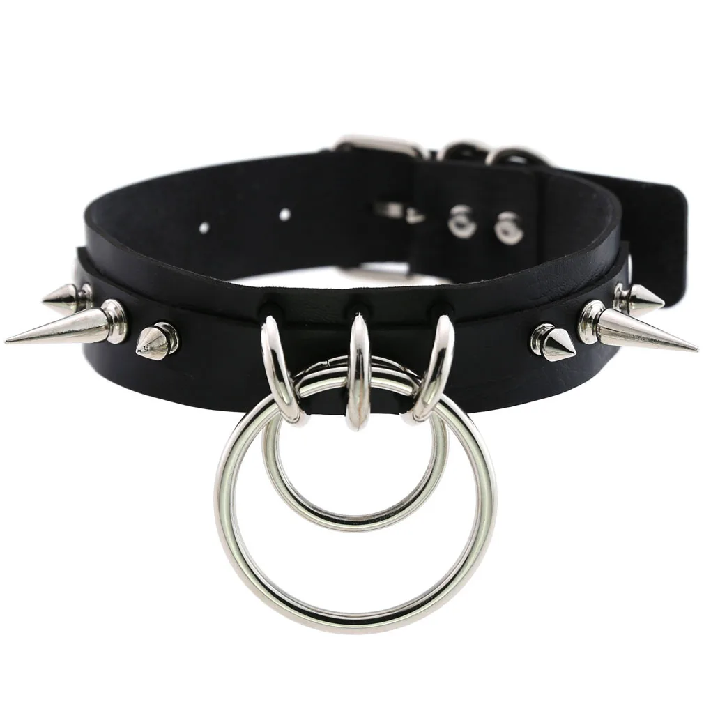 Punk Long Spike Choker Faux Leather Collar for Women Men Cool Big Rivets Studded Chocker Goth Style Necklace Accessories 2025