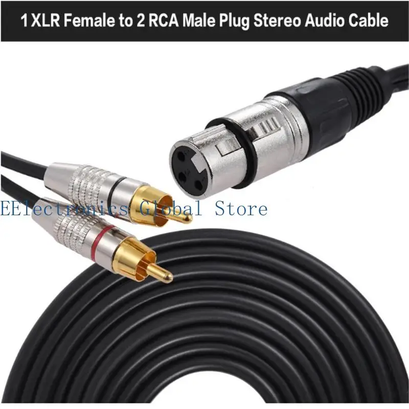 462B Analog Sound Connection Cable, 2RCA to XLR Sound Cable, PET Coating for Home Theater Wiring, Recording Space and Stage Use