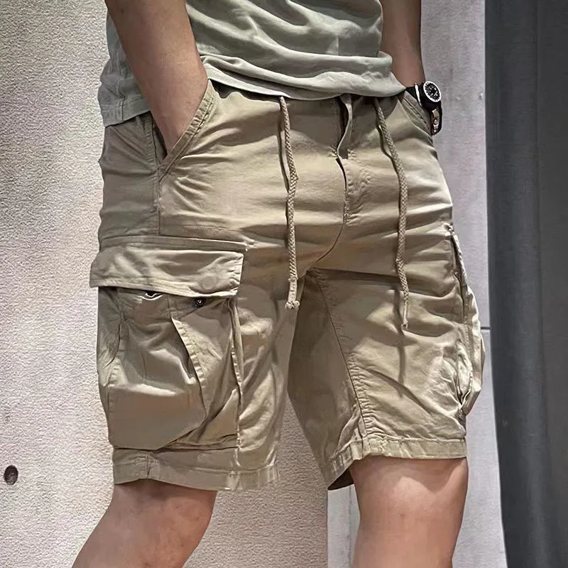 Men's Outdoor Workwear Short Pants Summer Pure Cotton Breathable Five-Quarter Casual Straight Leg Cool Feeling Shorts