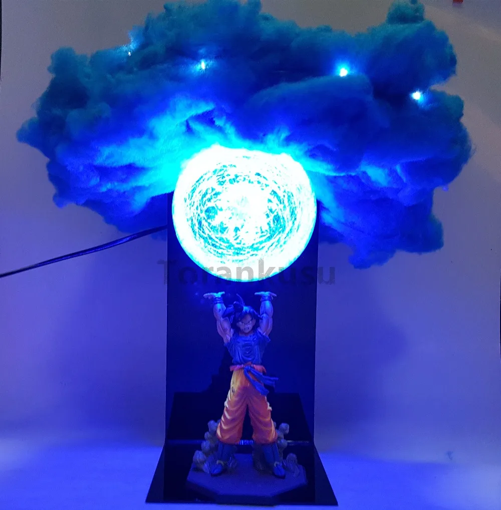 Anime Figures Manga Dragon Ball Z Son Goku Led Broly Super Saiyan DIY Set Toys Action Figure Vegeta Blue Cloud PVC Model Lampara