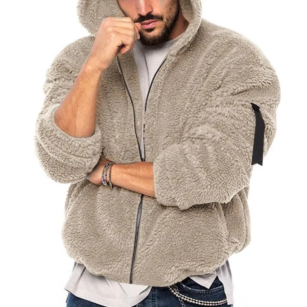 Thickened Plush Men\'s Jackets Lamb Cashmere Warm Coat Loose Double-sided Fleece Cardigan New Fall Winter American Unisex Jacket