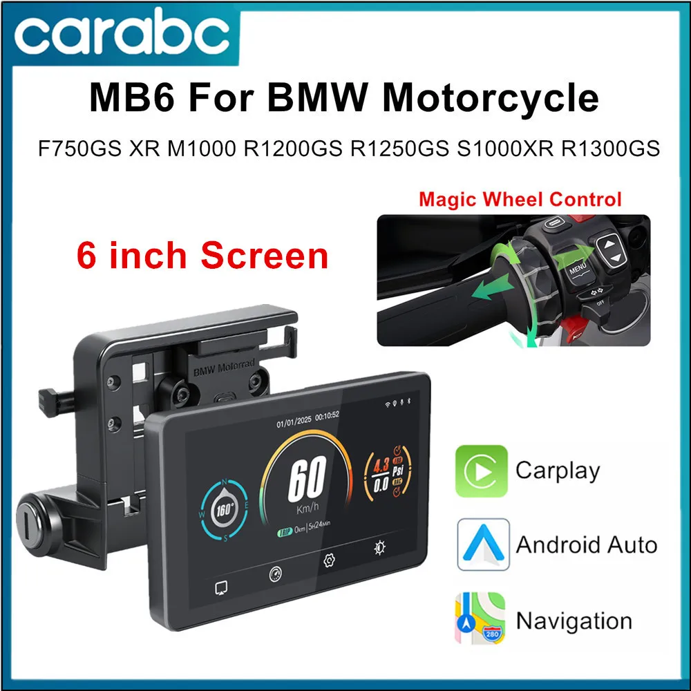 

6-дюймовый беспроводной мотоцикл CarPlay специально для BMW R1200GS R1250GS R1300GS Android Auto портативный цифровой навигационный экран приборной панели