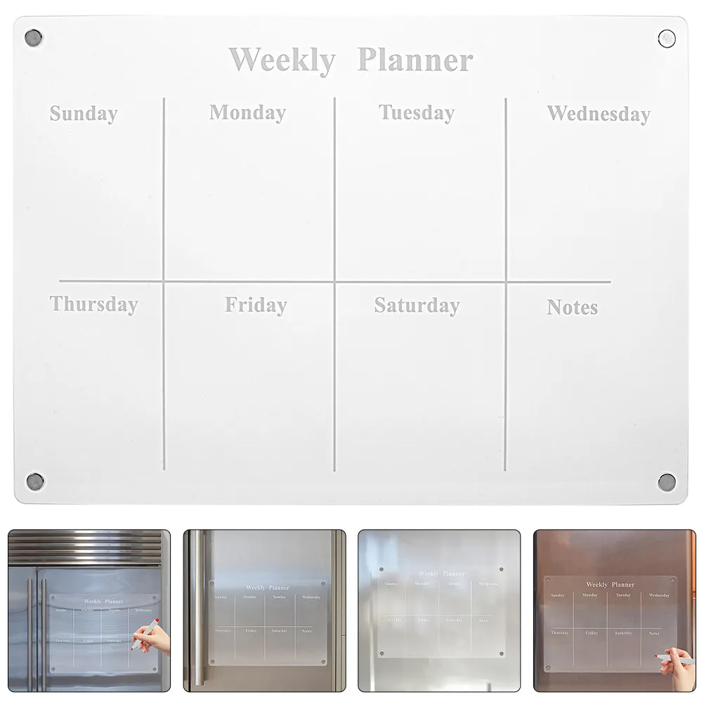 Magnetic Refrigerator Dry Erase Board Clear Acrylic Reusable Planning Board Smooth Writing Surface to Do List Schedule Organizer