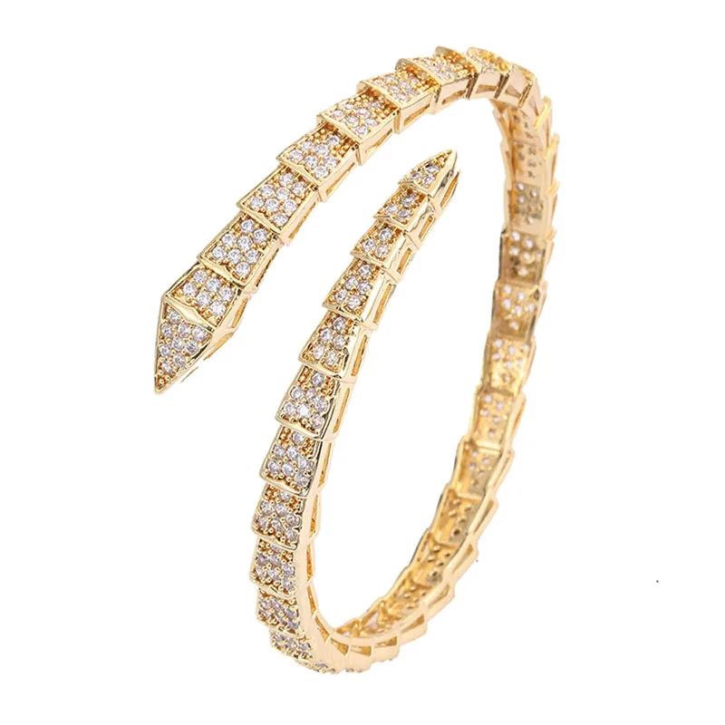 Women's Snake Bone Open Bracelet High Quality Zircon Bracelet Temperament Fashion Classic Handicraft Gift Party