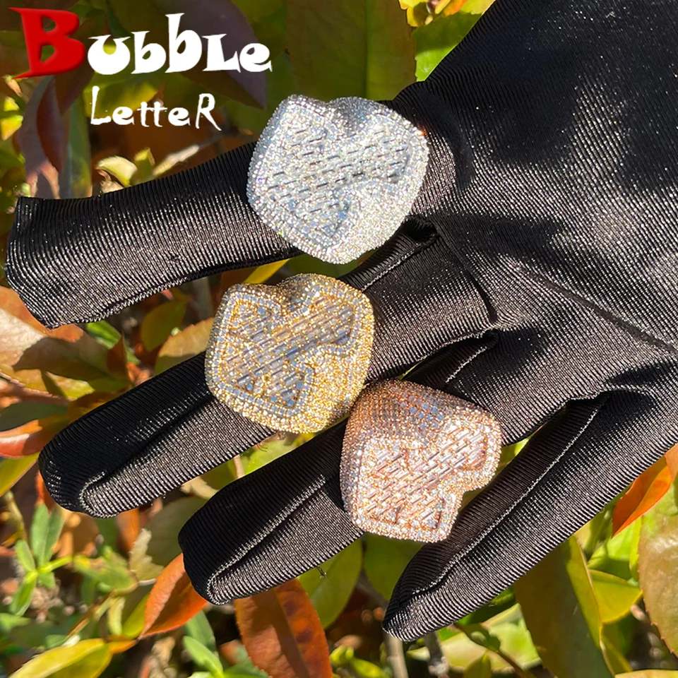 Iced Out Baguette Cross Rings for Men