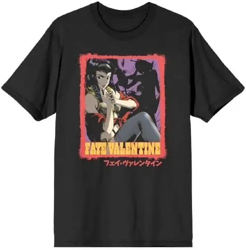 Faye Valentine Retro Poster Cowboy Bebop Men's Pigment Dye Black T-shirt