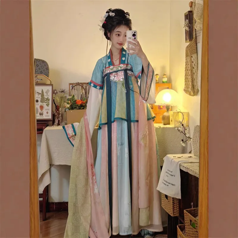 Tang-made original Hanfu women's 2026 new chest-length broken skirt embroidered, belly and thin daily spring and summer suit
