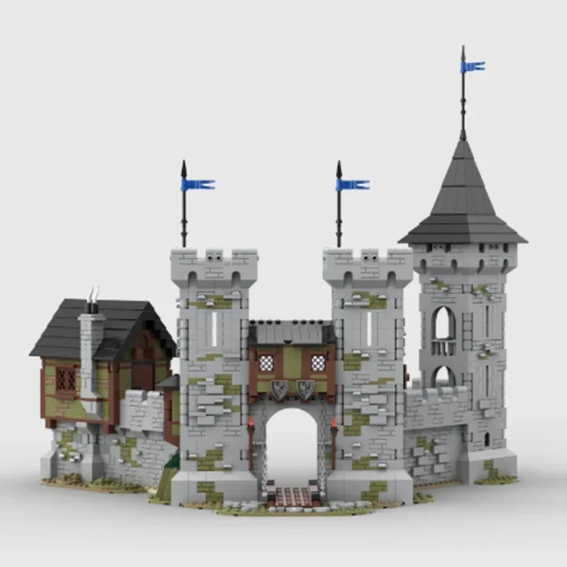 Mittelalter liche Festung Modell Moc Gebäude Ziegel schwarze Falken Schloss Technologie modulare Blöcke Geschenk Weihnachts spielzeug DIY Sets Montage