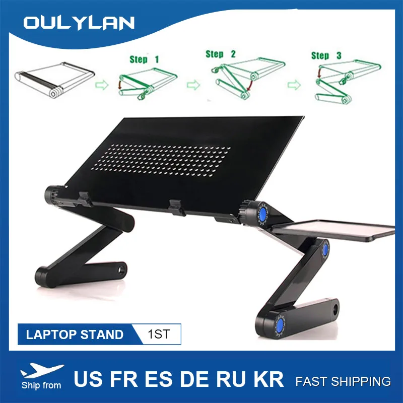 Aluminum Alloy Folding Laptop Stand Adjustable Notebook Computer Lapdesk For TV Bed Sofa PC Table Desk Stand Multifunctional