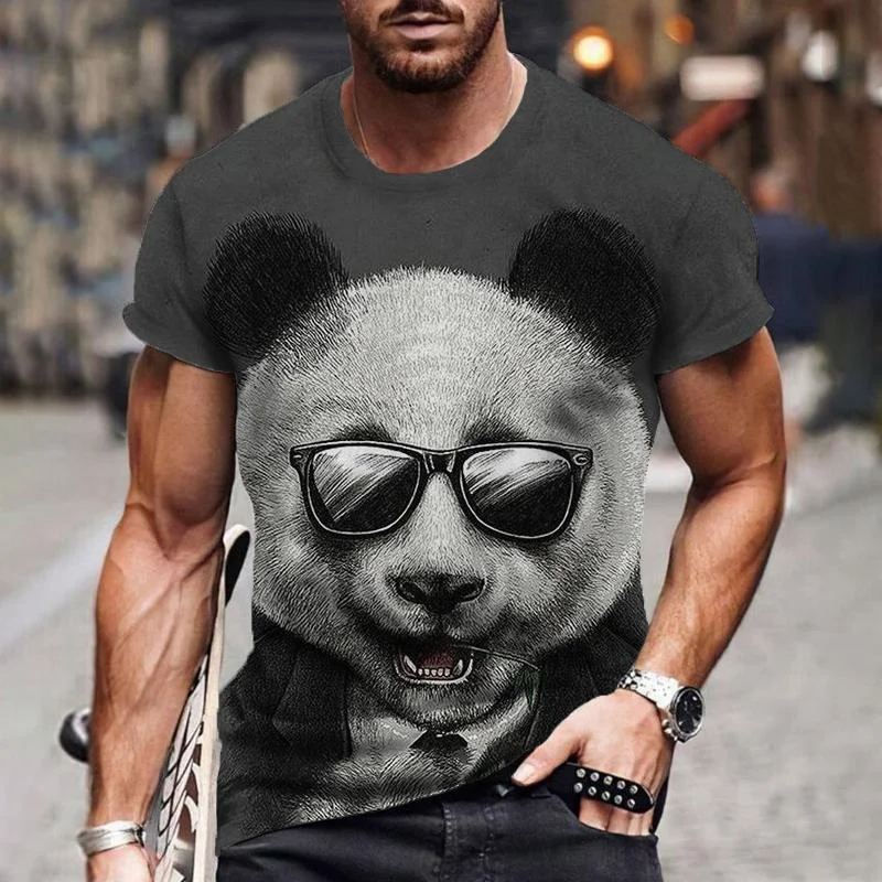 Animal Panda Graphic 3D Printed t-shirt Man/ Women Casual Fashion Tee Men Round Neck T-shirts Summer Oversized Unisex Clothing