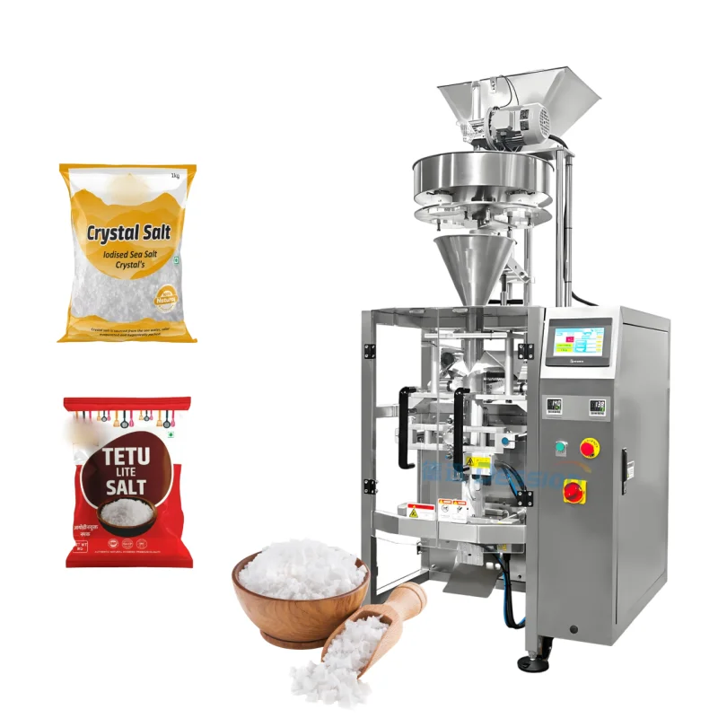 Automatic Crystal Salt Pouch Filling Sealing Packaging Machine for Chip Nut Cashew Peanut Granule Production Packet Machine