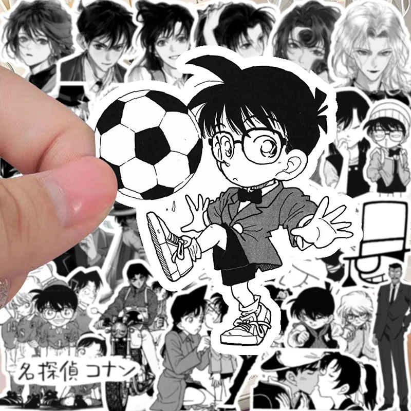 68pcs/lot Black White Detective Conan Anime Stickers Manga Animated Decoration Suitcase Scrapbooking Stationery Laptop Kid Decal