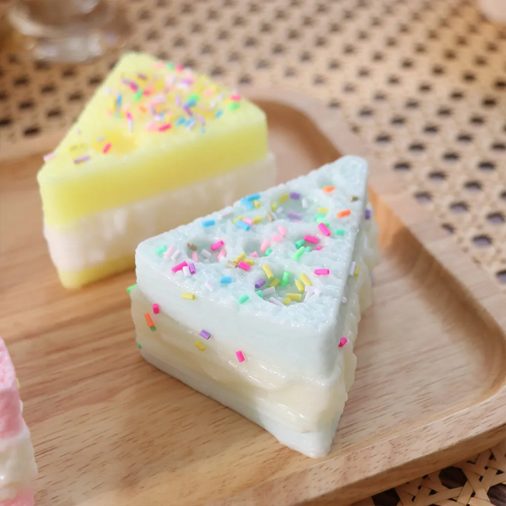 Creative Triangle Cheese Squeezable Realistic Simulation Cake Slow Rising Squishy Soft Handmade Triangular Cake Pinch