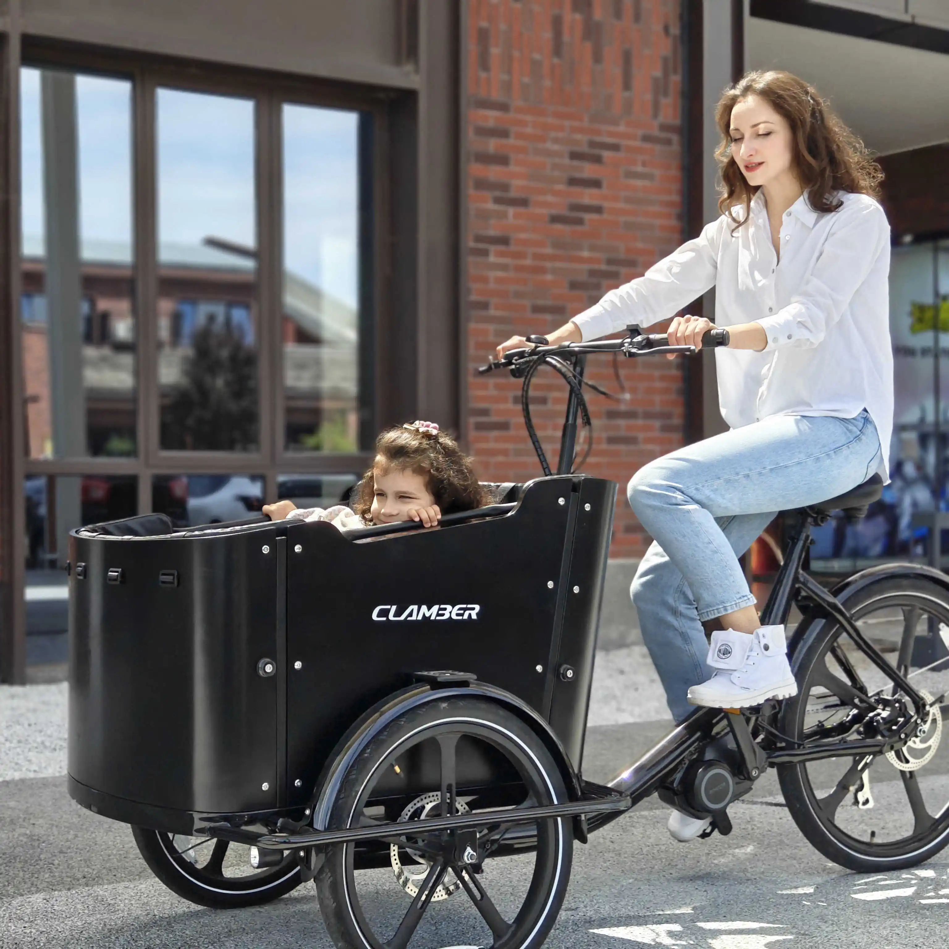 Dutch 3-Wheel Family Cargo Bicycle Front Box Trike Frame 250W Motor Power Rear Carrier Battery-Electric Bakfites EU Warehouse