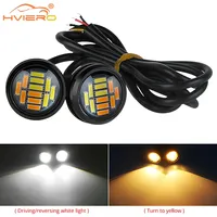 2X 23mm 4014 12Smd Eagle Eye Turn Signal White Yellow Day Light Waterproof Drl Fog Lamp Running Lights Spot Backup Car Motor Led