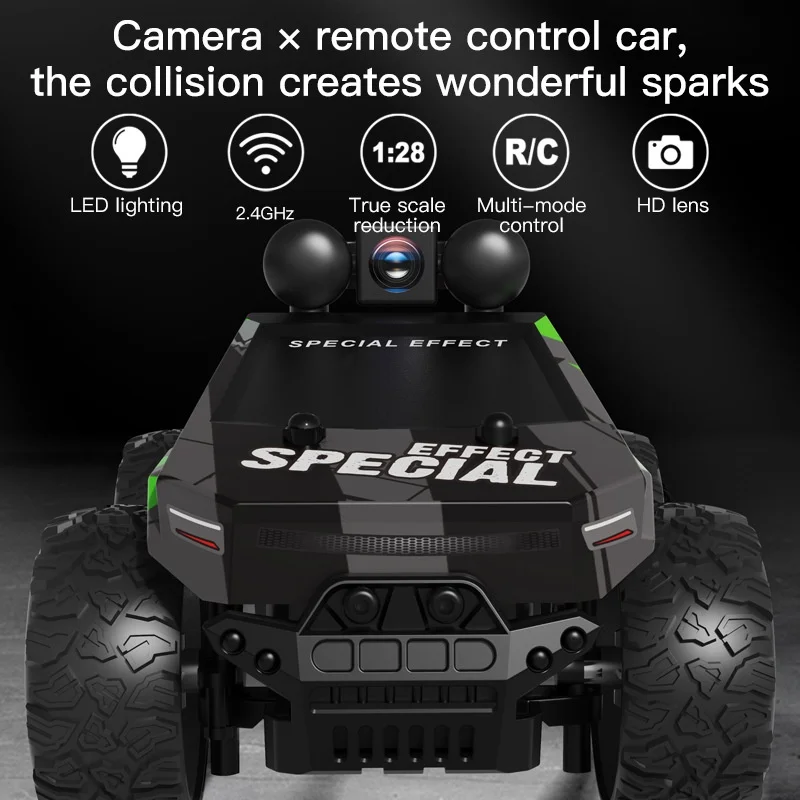 2.4g Rc Car With Aerial Camera,1:28 Scale App Controlled High Speed Drift Off-Road Climbing Remote Control Toy Car  New Model