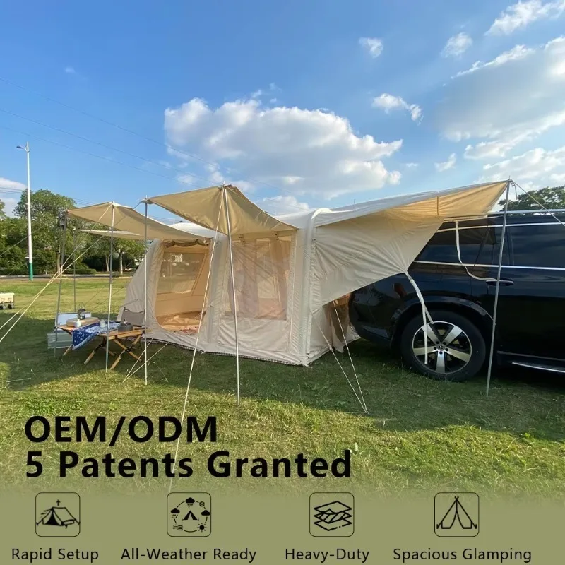 Large Inflatable Car-Back Tent UV Resistant Waterproof Portable Inflatable Car Awning Tent for Family Camping & Outdoor Events