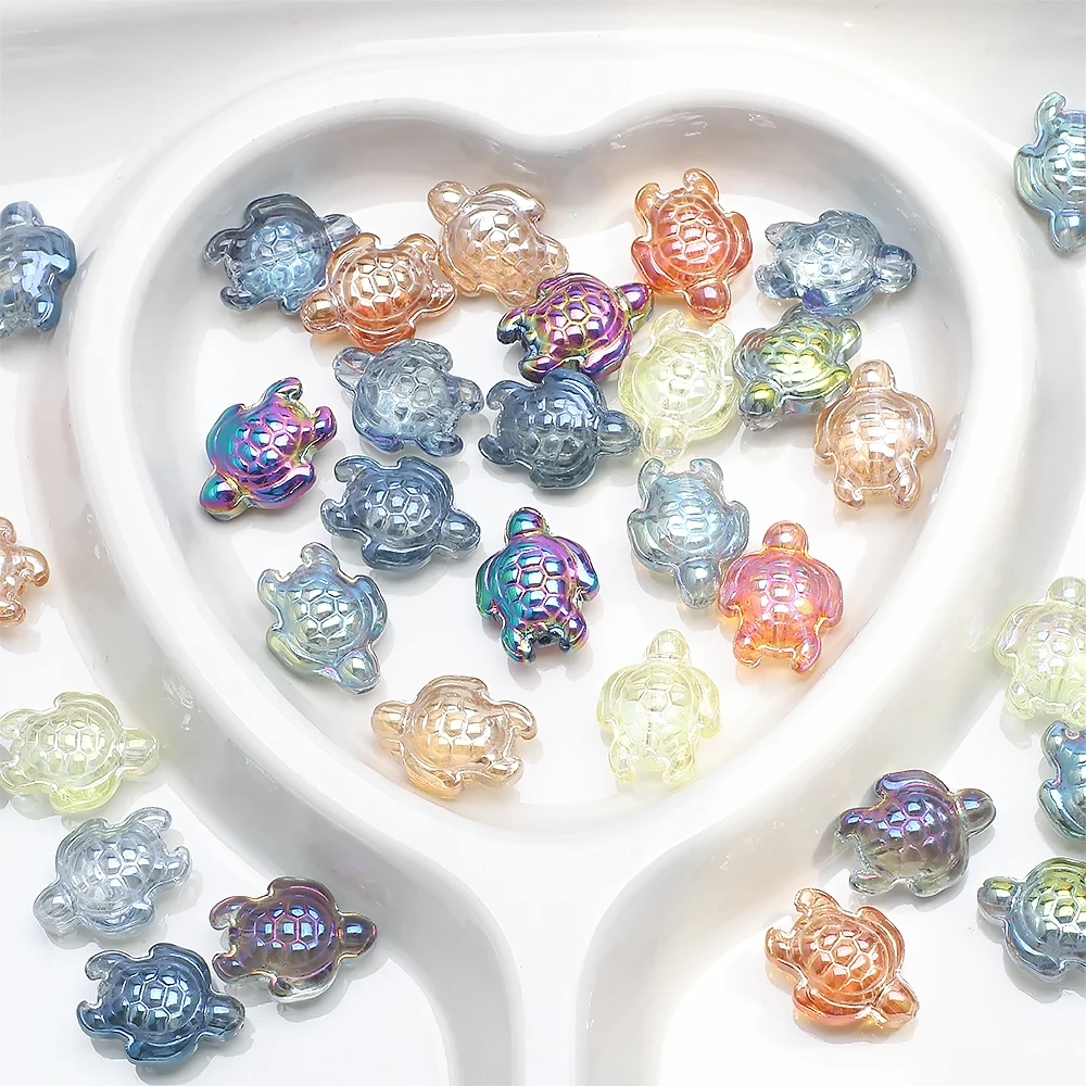 20 Pcs 14X18MM Crystal Sea Turtle Pendants Faceted Glass Loose Beads For DIY Jewelry Making Earings Necklace Supplier Bracelets