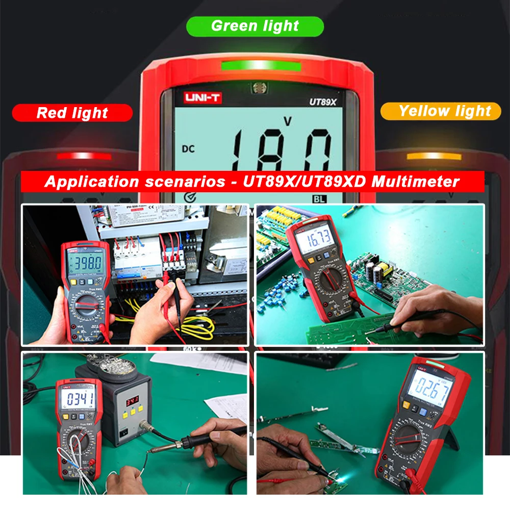 UNI-T UT89XD UT890C UT61E Plus مقياس متعدد ذكي رقمي بوليمر كهربائي تستر الفولتميتر مقياس التيار الكهربائي المهنية