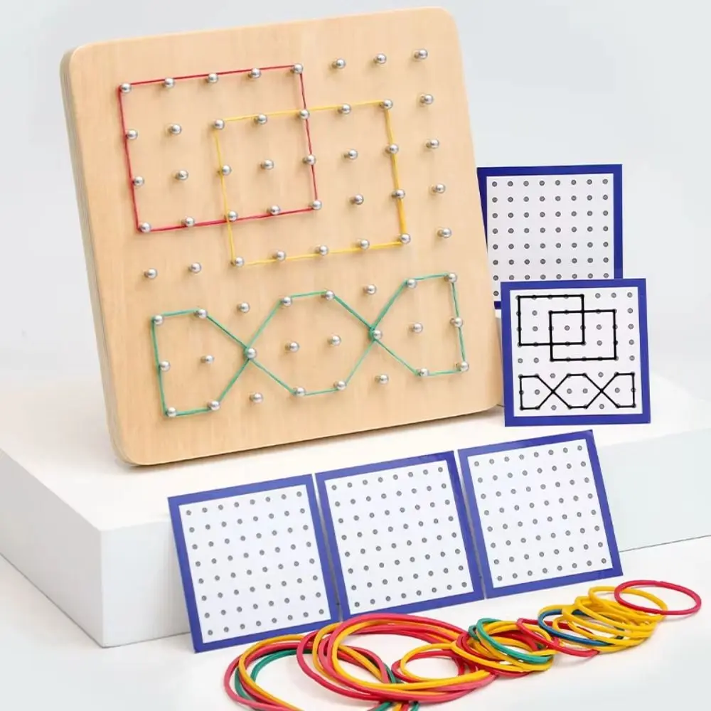 

Wooden Geometry Puzzle Nail Board Geometric Graphics Math Montessori Toy Mathematic Thinking Exercise