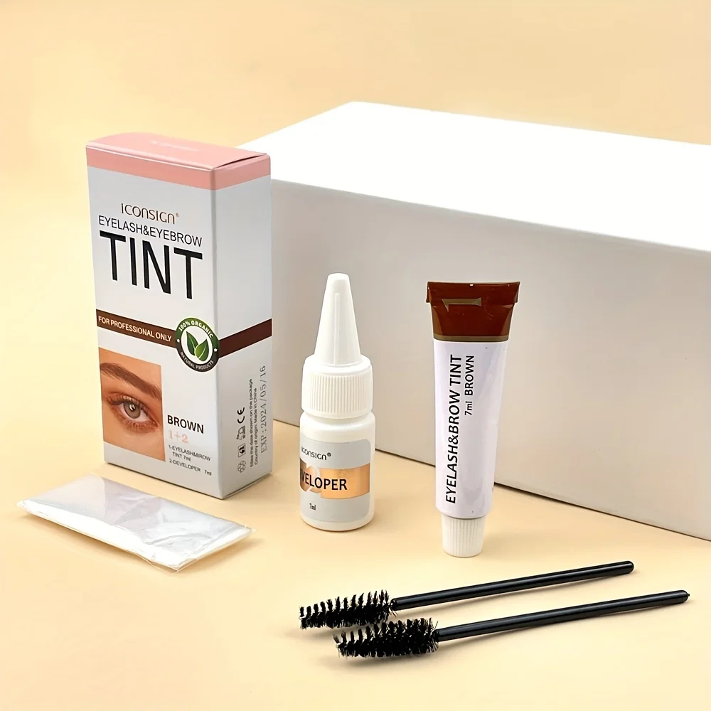 ICONSIGN-Kit de colores para pestañas y cejas, tinte de larga duración, resistente al agua, Natural y fácil de usar