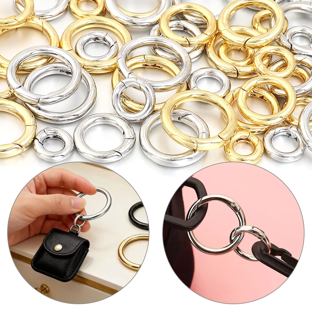 Dj Keychains 1piece/pack Brass O Spring Ring Press Round Open Snap Keyring Connector ...