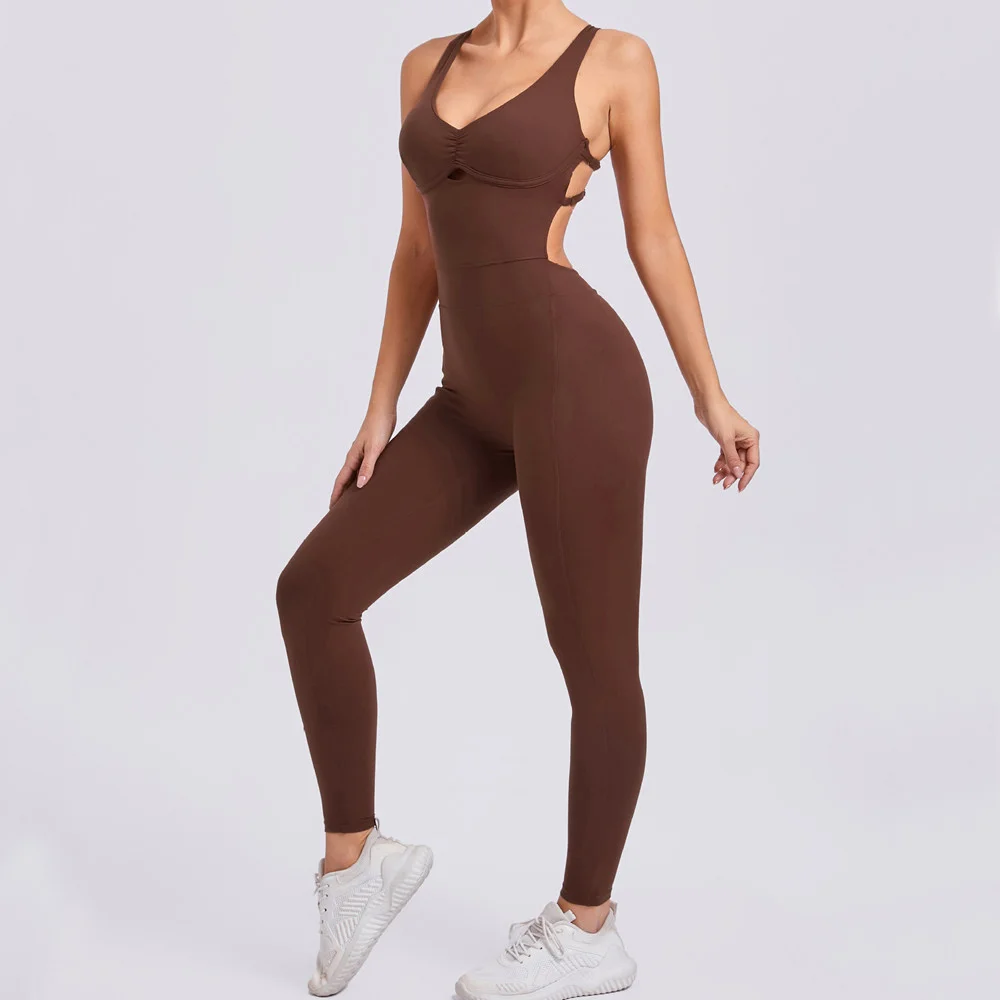 Pad Cross Back Fitness Rompers Women Bodysuits Yoga Clothing Push Up Gym One Piece Suit Women Workout Jumpsuit Female