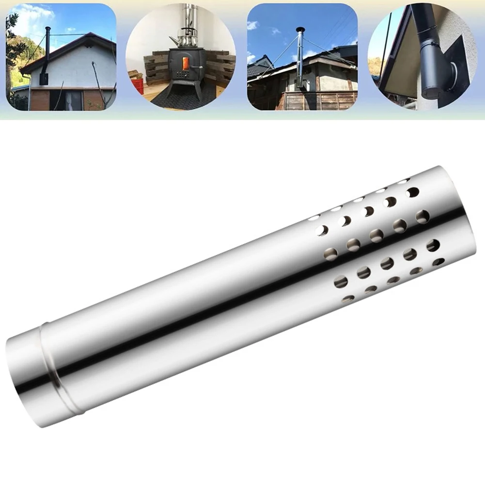 1pc Stove Pipe With Holes 50cm*6cm Flue Chimney Extension Tube Spark Arrestor For Log Wood Stove Home Stove Accessories