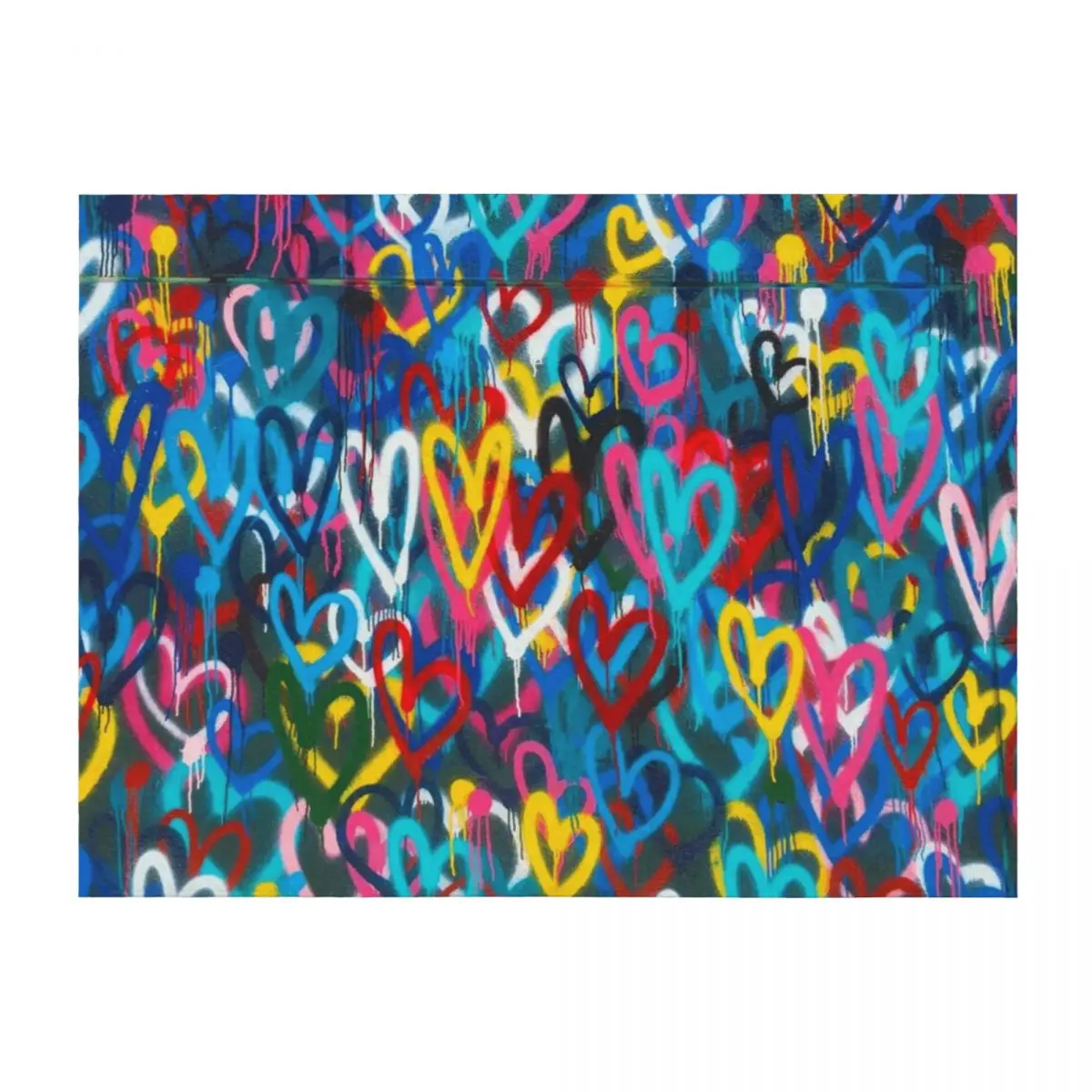 

Graffiti Urban colorful graffiti city wall chaotic hearts pattern painting grunge rainbow love Throw Blanket Comforter Blankets