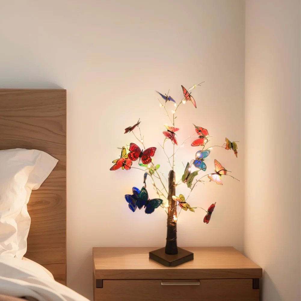 Lampe papillon d'arbre décoratif, charge USB, lumière de branche d'arbre artificielle, lumière multifonctionnelle pour la décoration intérieure, batterie 62