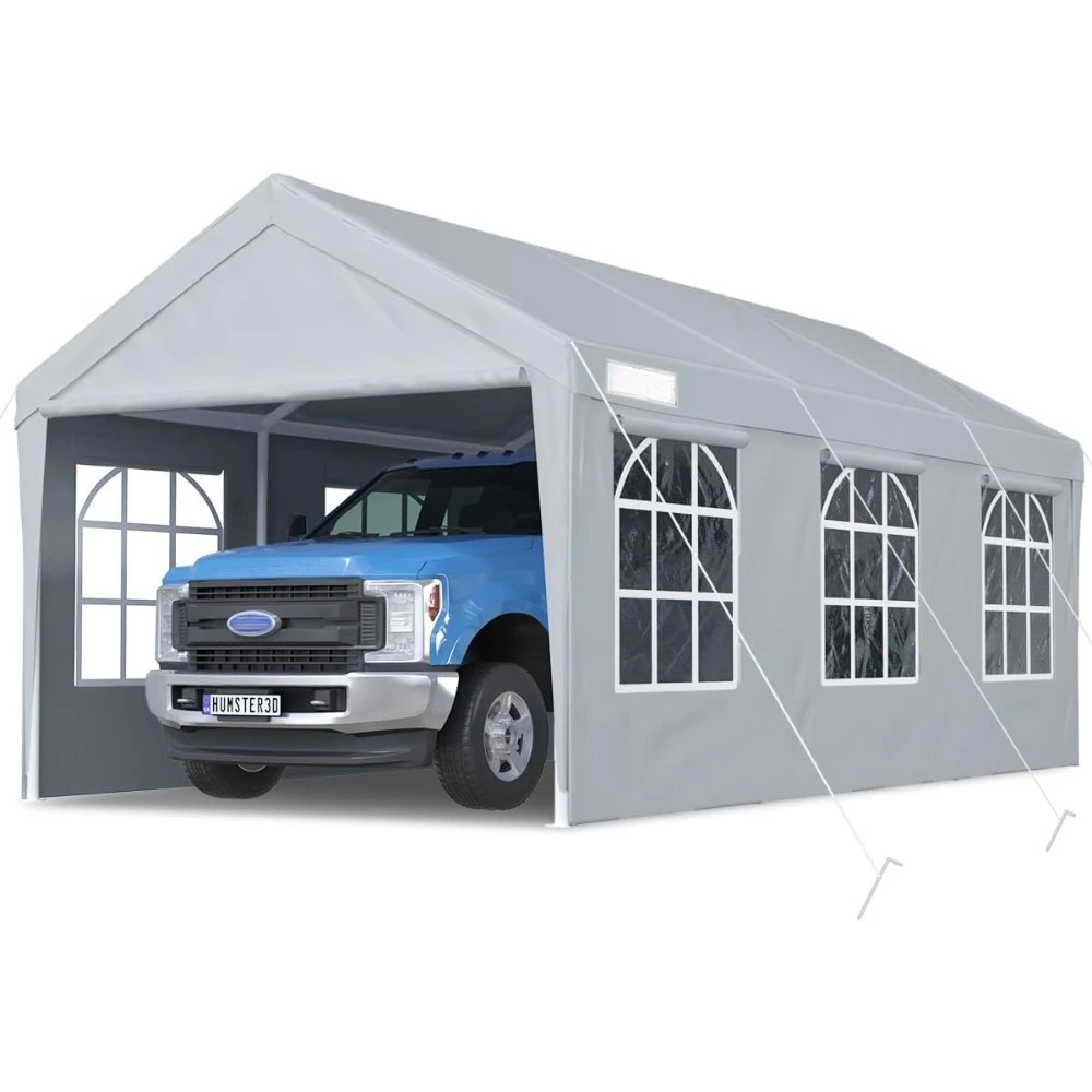 

10'x20' Heavy Duty Carport Car Canopy Garage Outdoor Boat Shelter Party Tent with Sidewalls and Rollable Windows