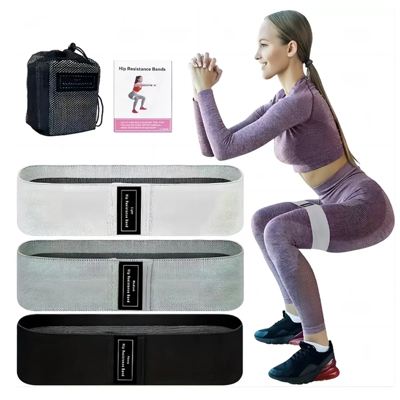 Bandes de résistance pour l'entraînement, logo personnalisé imprimé, ensemble de bandes de hanches et de fessiers, bandes de résistance en tissu pour le fitness, bande de tension pour le yoga et l'étirement