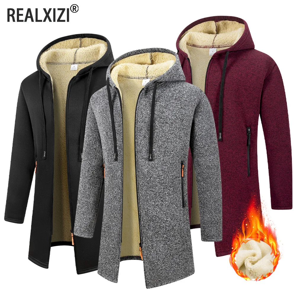 

Men'sThickened Overcoat Jackets Hooded Sweater Zipper Sweatshirts Oversize Streetwear Warm Solid Color Jacket Hoodie Men