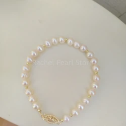 Bracelet For Women Female 6-7mm Natural Real Akoya Seawater Bead Pearl 16cm 17cm 18cm  Nice Look