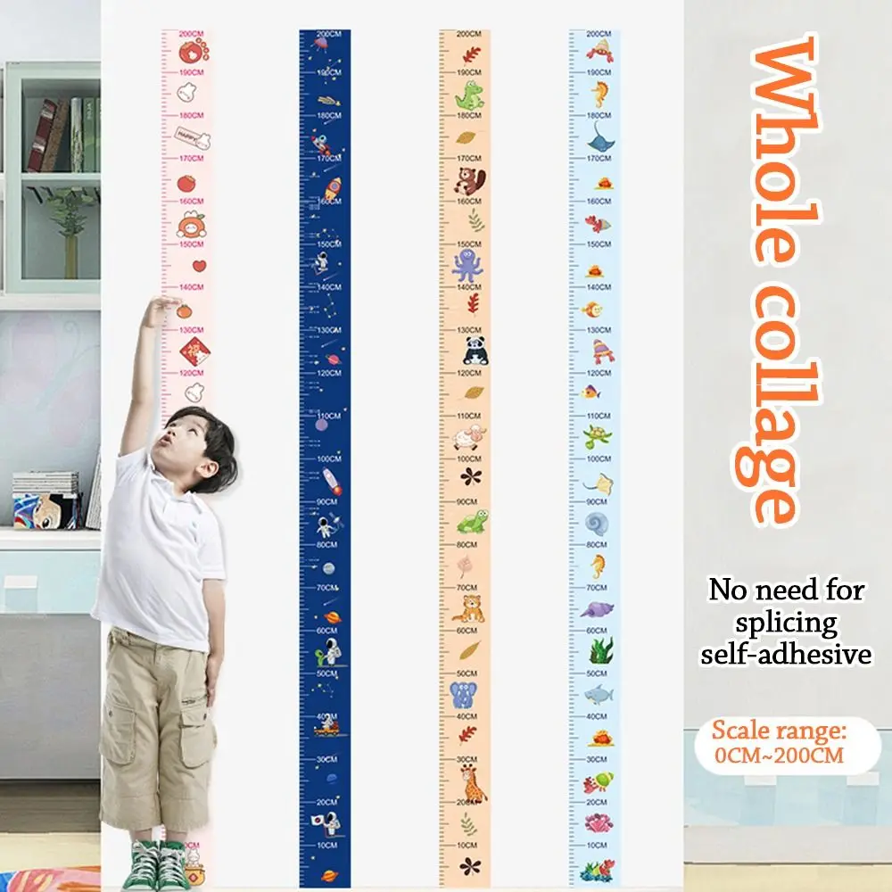 2M Height Height Measurement Sticker Self-adhesive Waterproof Height Measuring Tape Catoon Pattern Removable