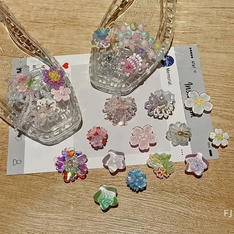 Decoración única con cuentas para zapatos de gelatina de dopamina, zapatillas de flores DIY, hebillas coloridas, regalo de moda para niña