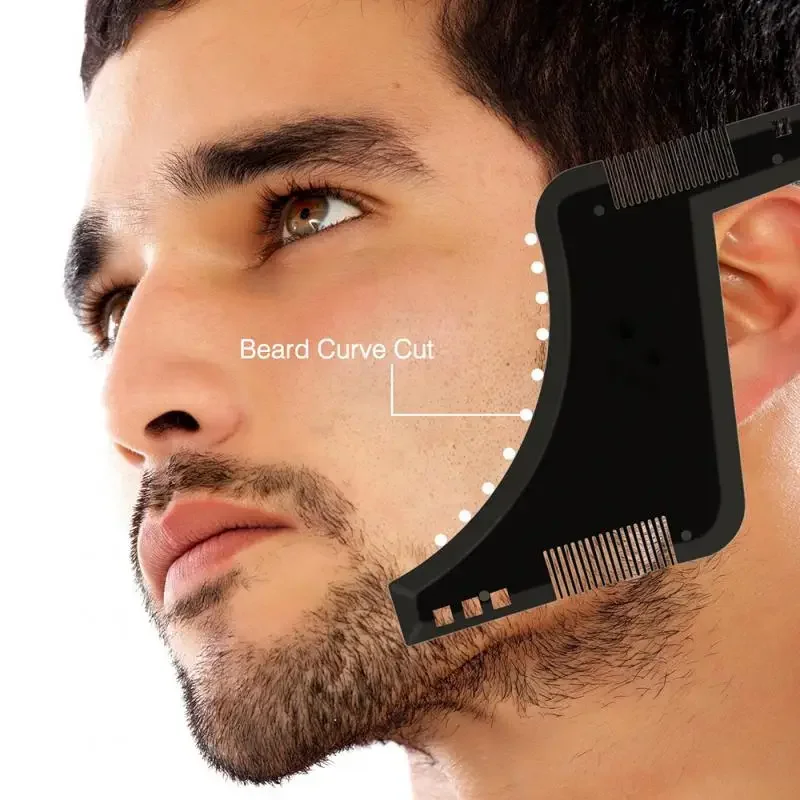 1PC Men Beard Styling Template Stencil Beard Comb for Men Lightweight and Flexible Fits All-In-One Tool Beard Shaping Tool