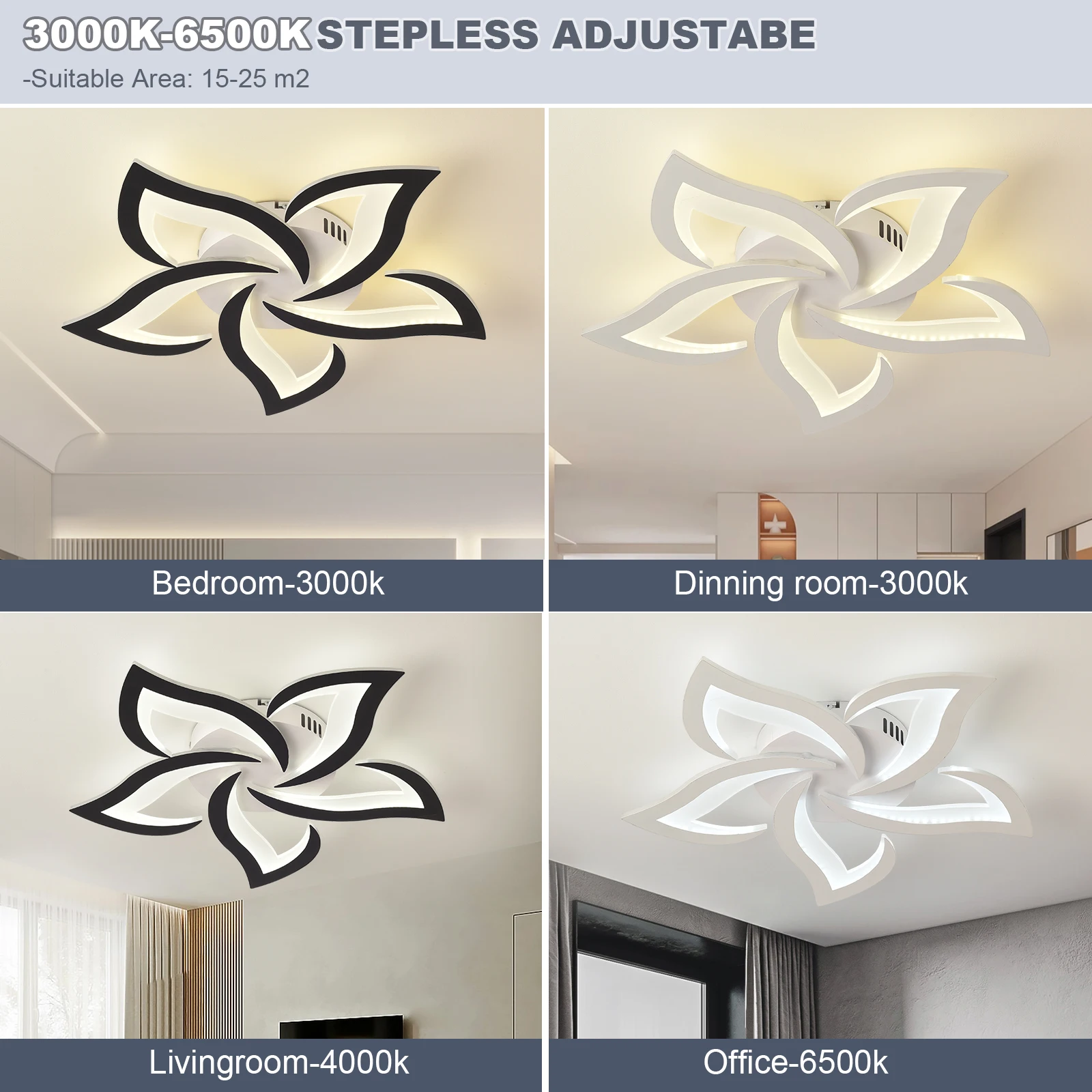 LED Ceiling Light Modern Black/White Acrylic Decor Lamp Bedroom Living Room Study Indoor Home Creativity Decorative