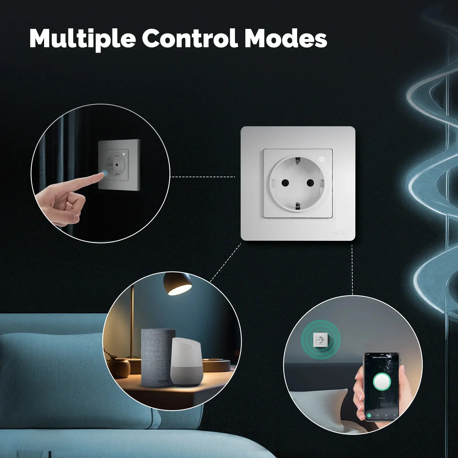 

MOES Zigbee Tuya Smart EU Wall Socket 30W/60w Fast Charging Wall Outlet PD3.0 Electrical Charger GaN Socket 3 Ports Type-C USB