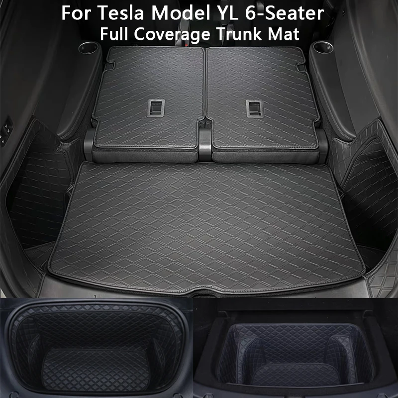 

For Tesla Model YL 6-Seater 2026 Front Rear Trunk Mat Leather Full Coverage Seat Backrest Protector Trunk Both Side Guard Pad