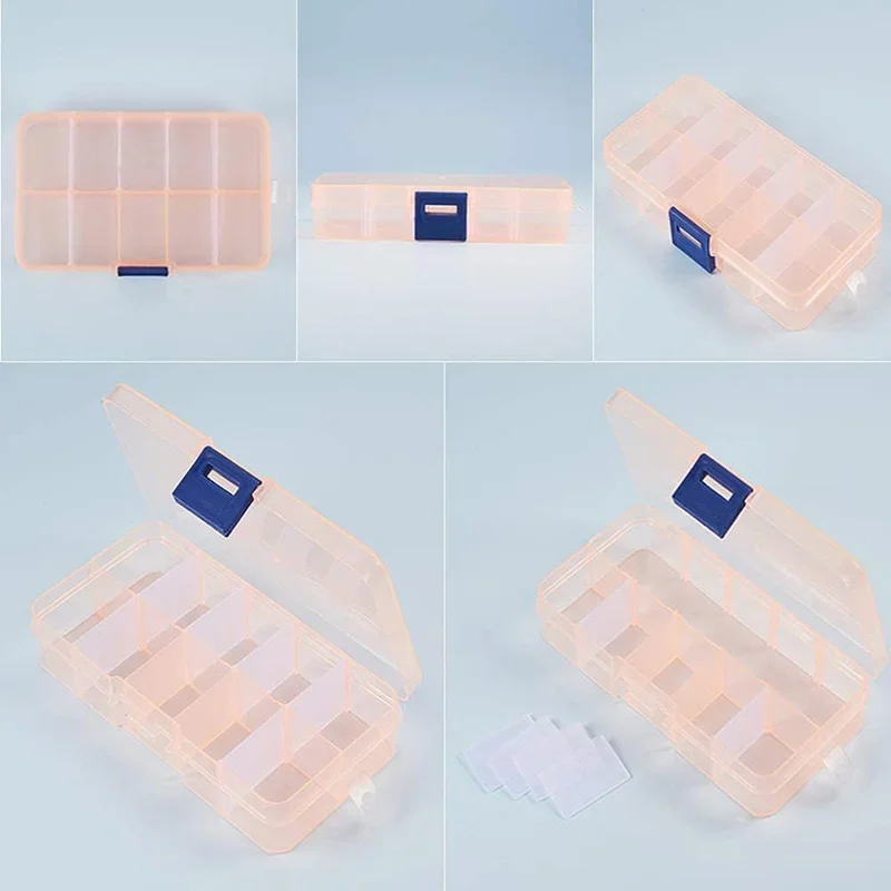 10Grids Plastic Organizer Box Clear Removable Storage Container Jewelry Case Adjustable Divider Box DIY Craft Jewelry Containers