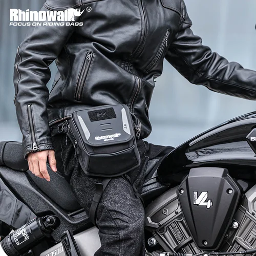 Imagen 2 del producto Rhinowalk-Bolsa tipo pierna para motocicleta, riñonera de 2,4 L, bolsa de tanque magnética con cubierta impermeable multibolsillo, bolso cruzado con hebilla alta