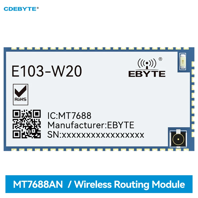 

2.4G MT7688AN/7628 Serial Port to Wifi Wireless Routing Module E103-W20 OpenWrt SDK AP STA 32MB Flash+128MB DDR2 150/300Mbps PHY