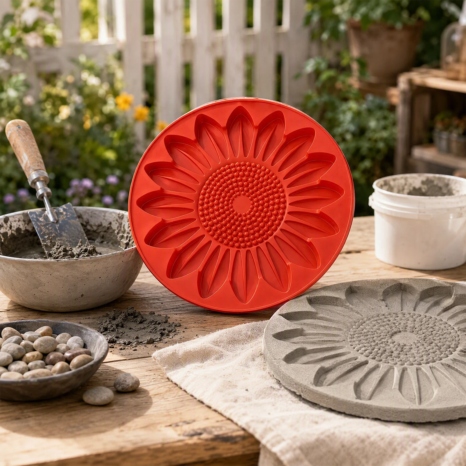 Silicone Stepping Stone Garden Pathway Mould Reusable Concrete Casting DIY Paver Mould Outdoor