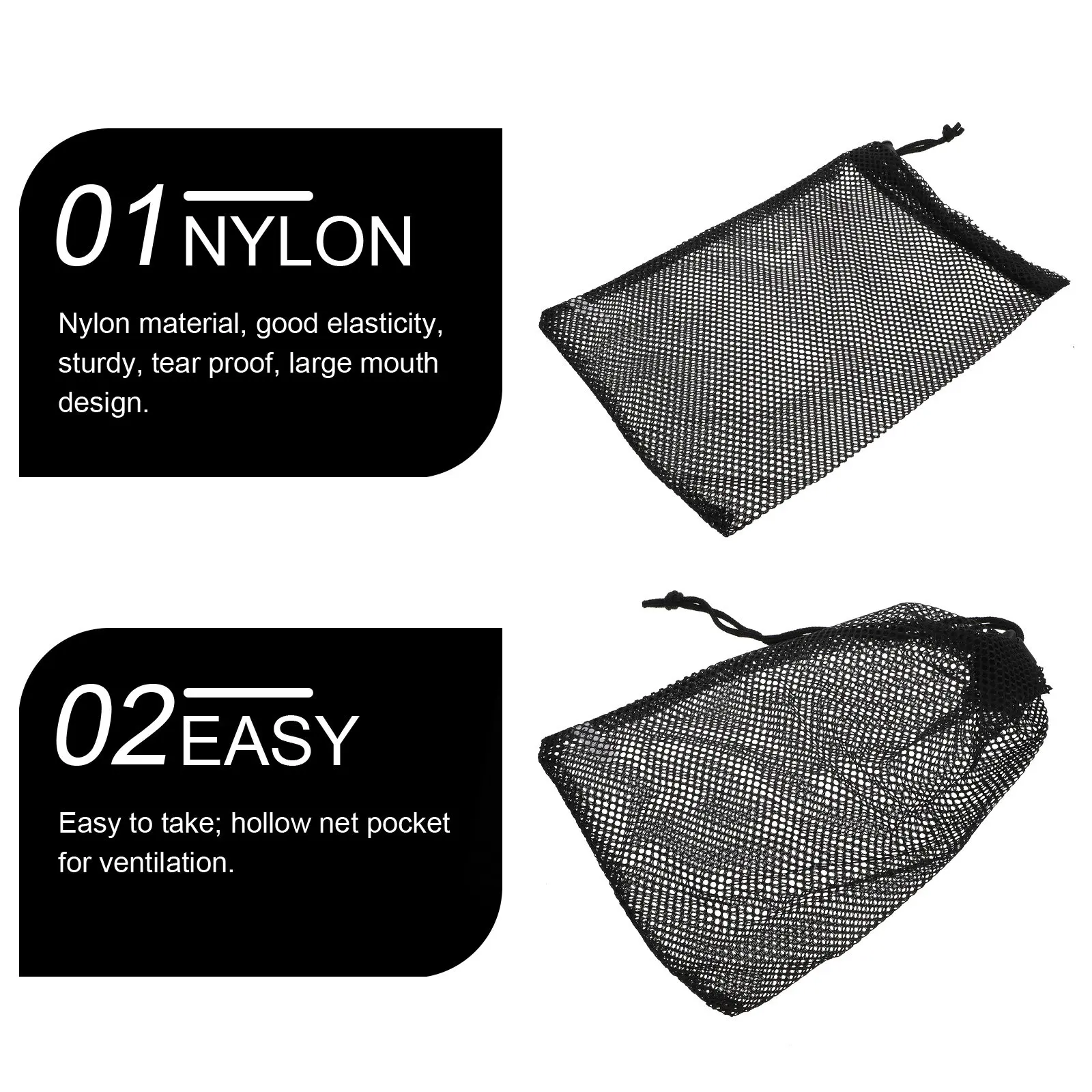 2pcs Golf Ball Mesh Bags with Elastic Drawstring – Sports Ball Carrier & Storage for Golf, Baseball, Ping Pong