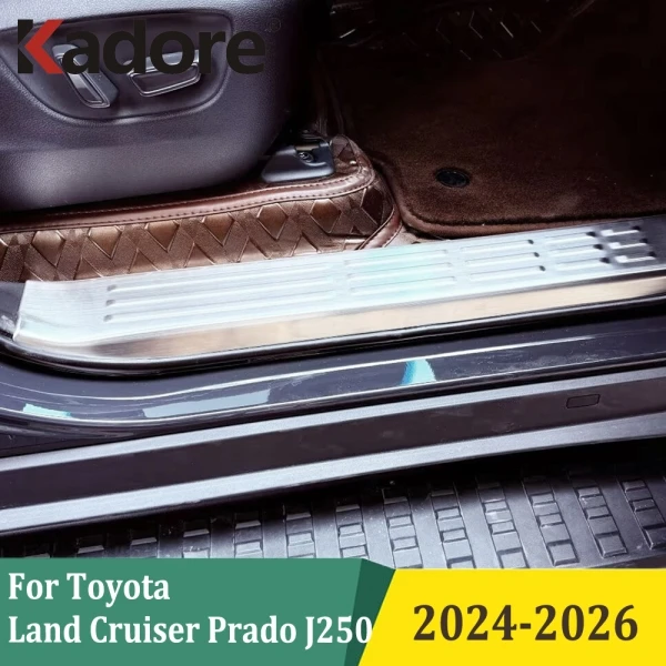 

For Toyota Land Cruiser Prado J250 2024-2026 Inner Outer Door Sill Scuff Plates Doors Sills Protectors Car Styling Accessories