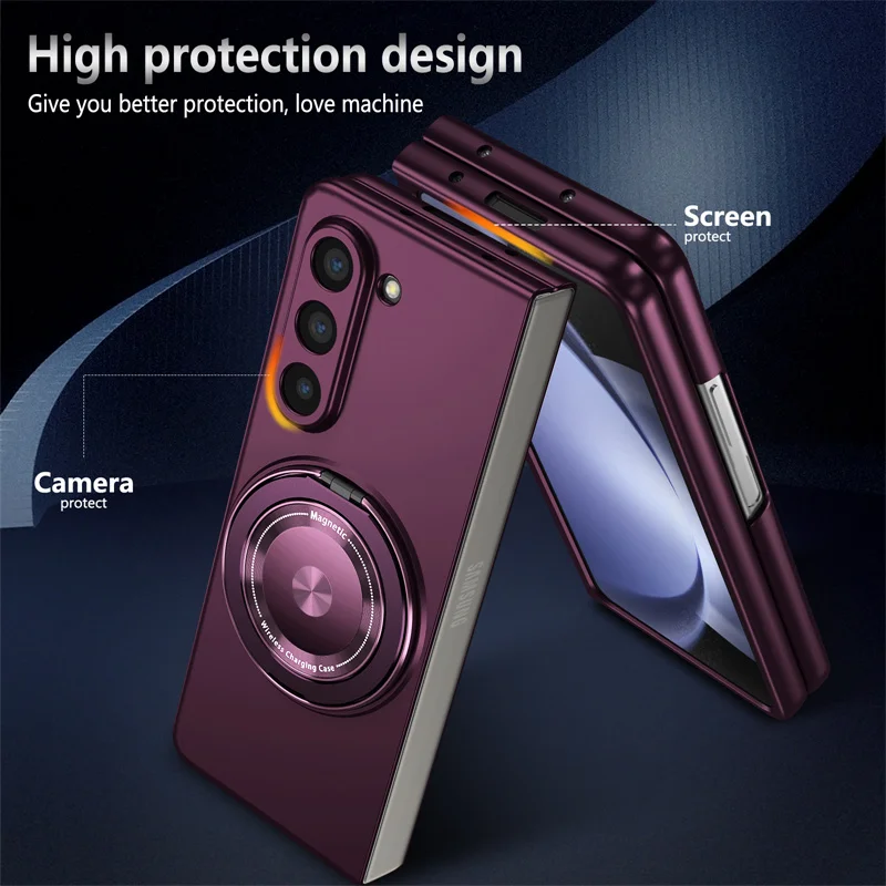 360 °   Etui na telefon z magnetyczną podstawką do Samsung Galaxy Z Fold 6 5 4 3 Fold5 Fold6 5G Hard Shell Protection Holder Cover