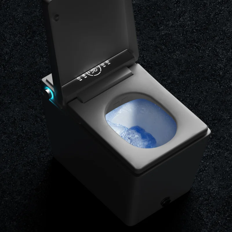 OEM Factory's Modern Square Smart Toilet Wall Mounted WC In Black Intelligent One-Piece Ceramic Structure For Bathroom & Villa